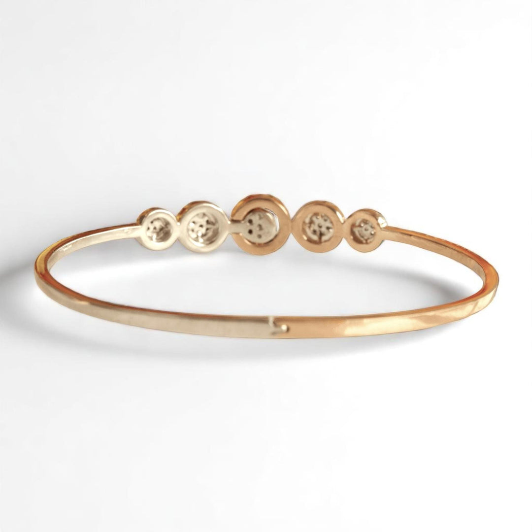 Halo Circle Diamond Bracelet, 14k Solid Gold, Natural Diamonds, Two Way Stackable Bracelet, Cluster Pave Set Cuff, Statement Jewelry