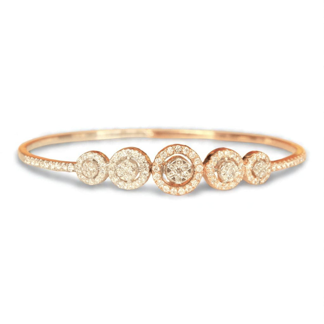 Halo Circle Diamond Bracelet, 14k Solid Gold, Natural Diamonds, Two Way Stackable Bracelet, Cluster Pave Set Cuff, Statement Jewelry