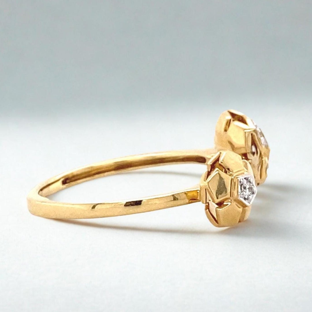 Flower diamond open ring, Dual Tone Cuff Ring, 14k Solid Gold, Natural Diamonds, Ready To Ship, Women&#39;s Day Gift