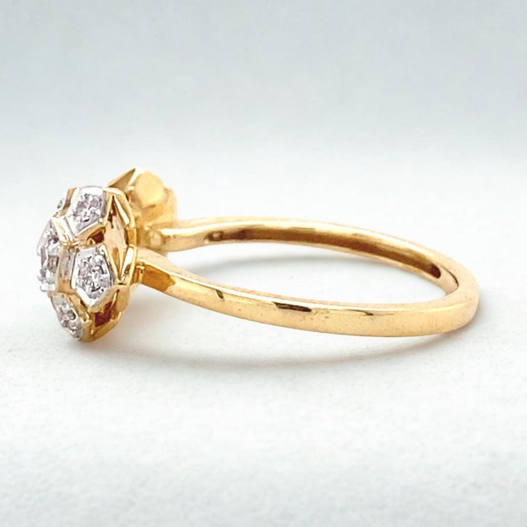 Flower diamond open ring, Dual Tone Cuff Ring, 14k Solid Gold, Natural Diamonds, Ready To Ship, Women&#39;s Day Gift