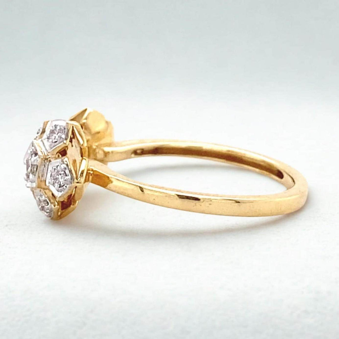 Flower diamond open ring, Dual Tone Cuff Ring, 14k Solid Gold, Natural Diamonds, Ready To Ship, Women&#39;s Day Gift
