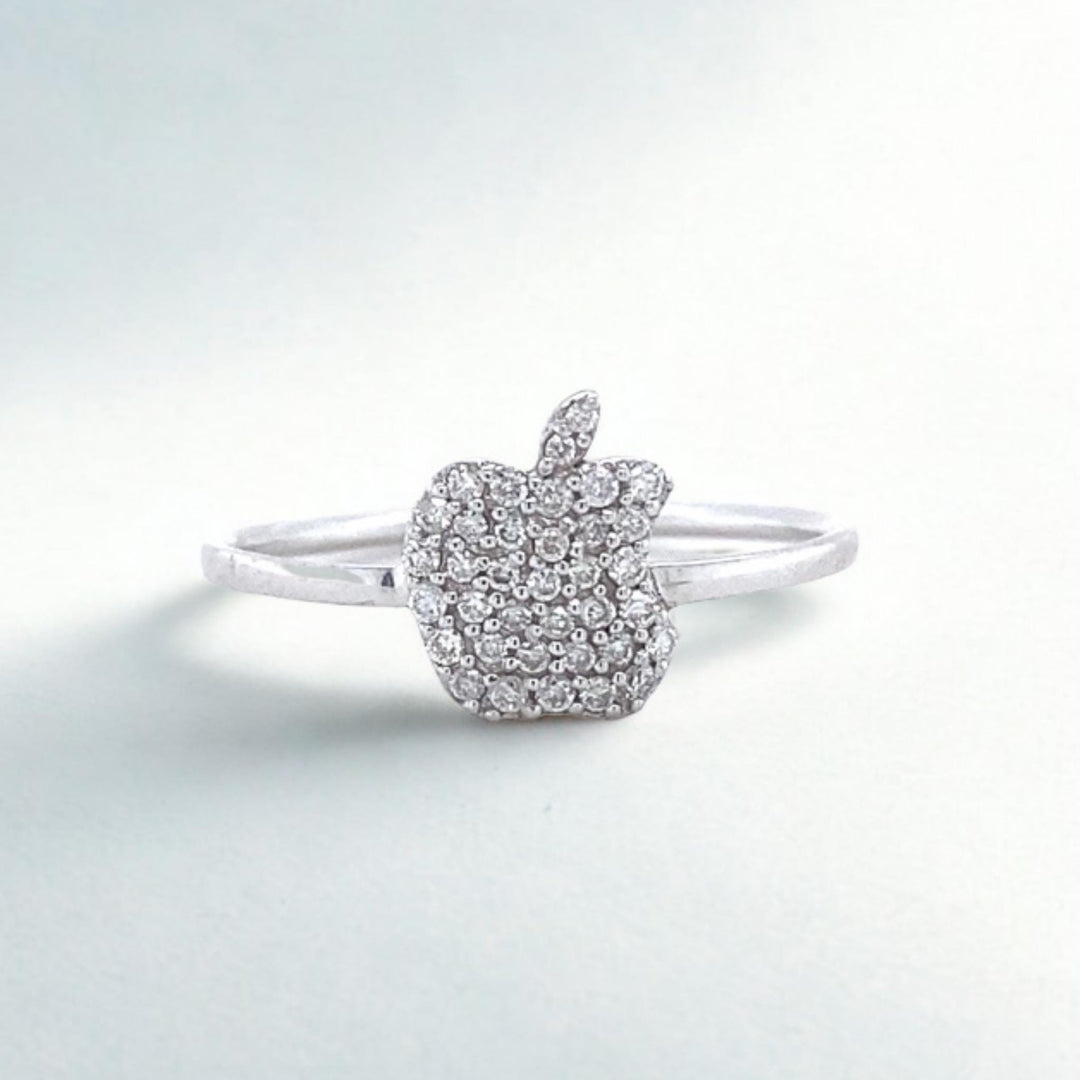 Apple Diamond Rings, 14k Solid Gold, Natural Diamonds, Stackable Ring, Minimalistic Ring, Everyday Jewelry, Ready To Ship, Women&#39;s Day Gift