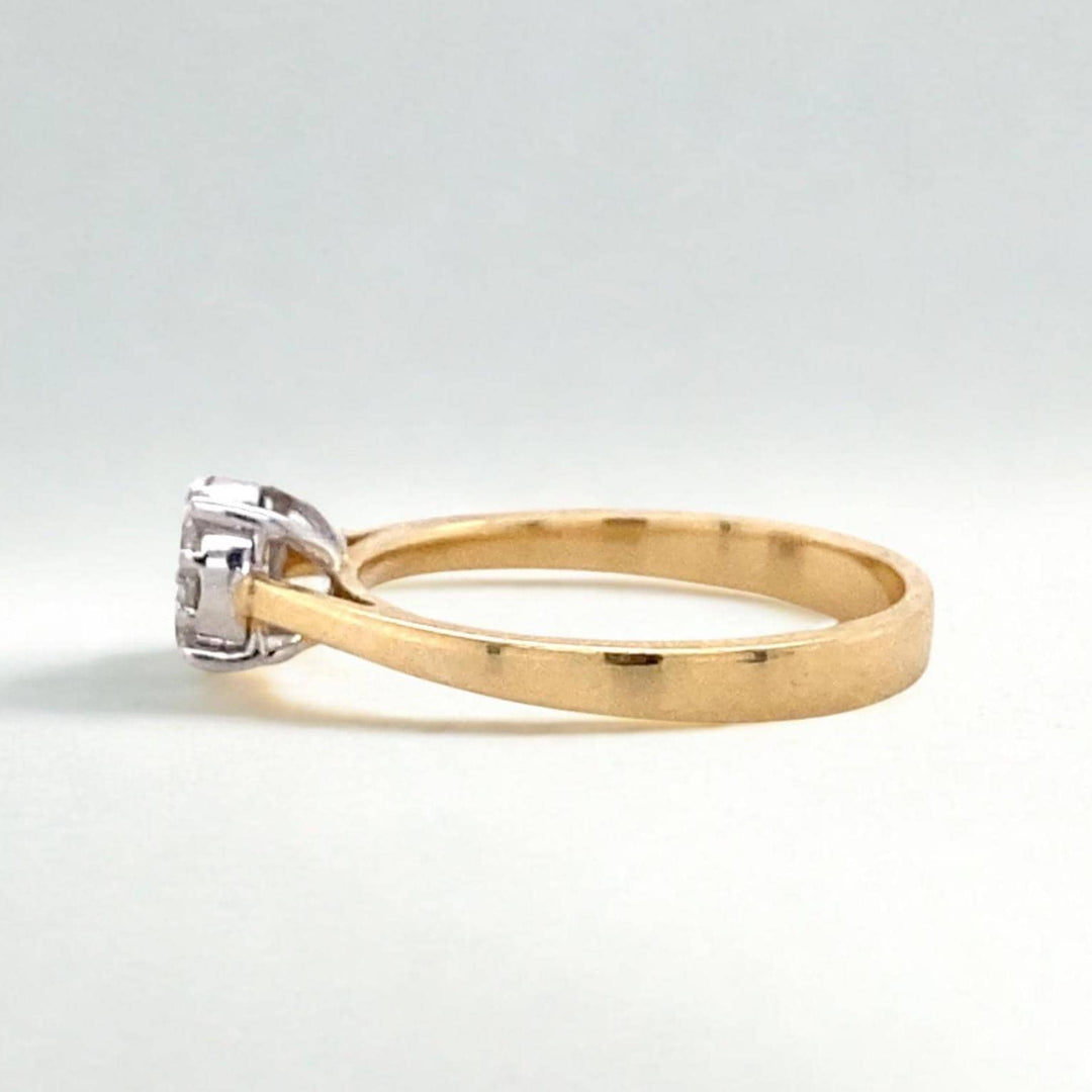 Clustered Diamond Ring, 14k Solid Gold, Natural Diamonds, Illusion Set Dual Tone Ring, Everyday Jewelry, Ready To Ship, Certified Jewelry