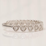 Load image into Gallery viewer, Heart Eternity Diamond Band Ring, 14k Solid Gold, Natural Diamonds, Everyday Jewelry, Stackable Minimalistic Ring, Ready To Ship
