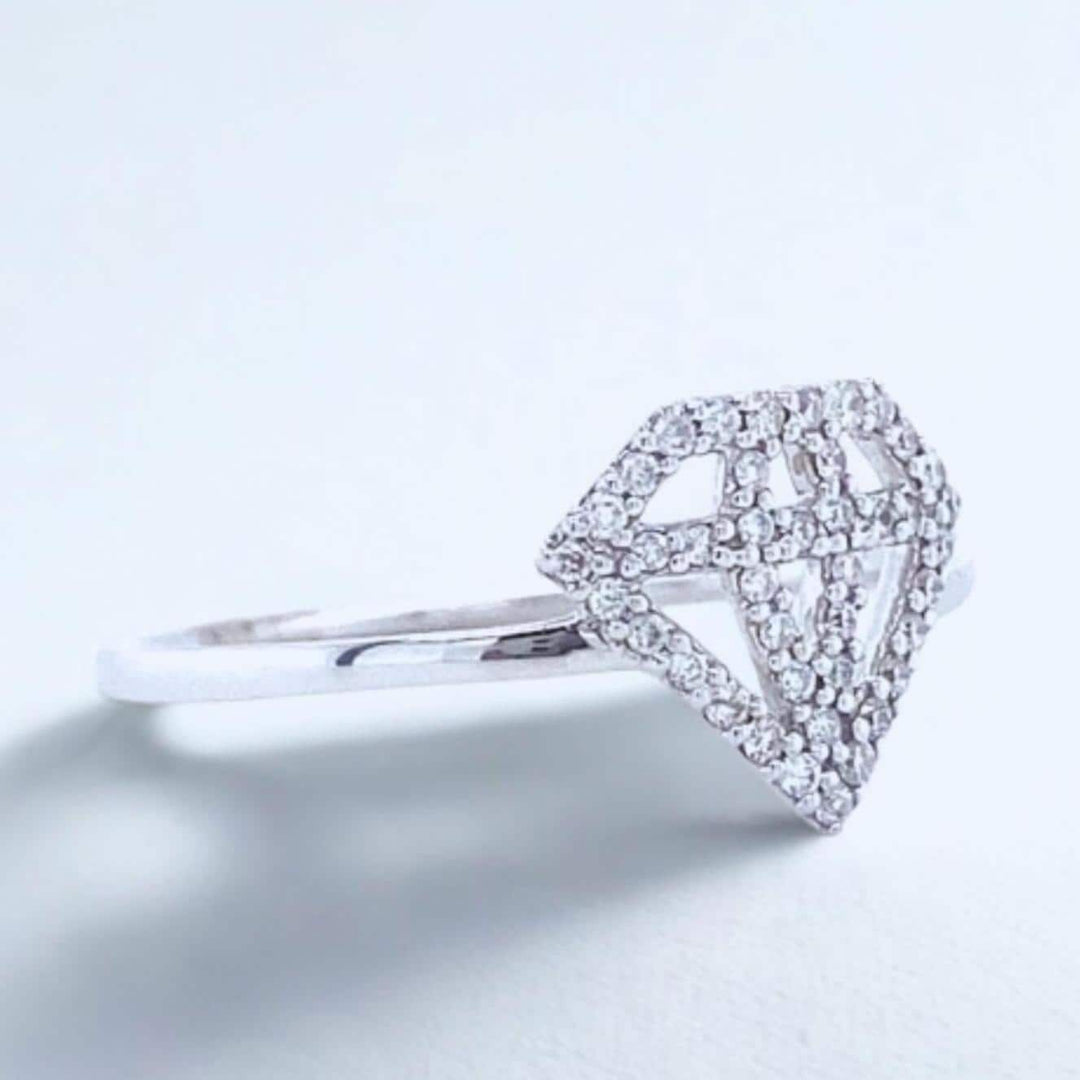 Diamond Ring, 14k Solid Gold, Natural Diamonds, Everyday Stackable Jewelry, Minimalistic Geometric Ring, Ready To Ship