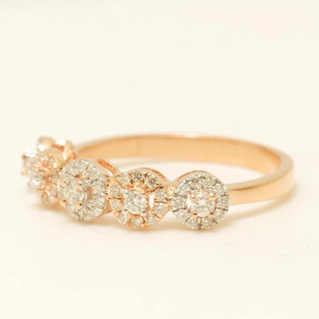 Diamonds Eternity Band Ring with Halo Setting, 14K Solid Gold, Natural Diamonds, Ready To Ship, Women&#39;s Day Gift