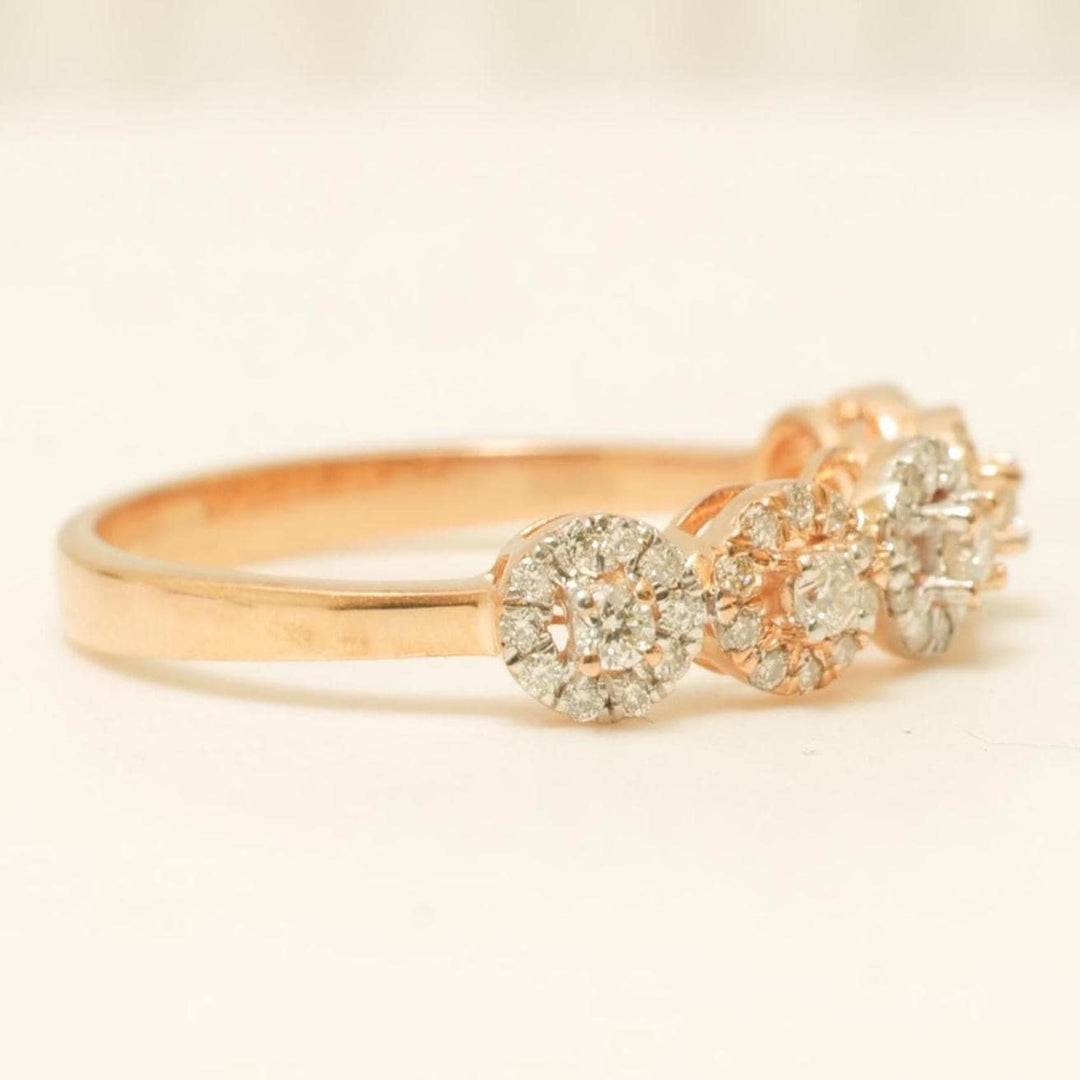Diamonds Eternity Band Ring with Halo Setting, 14K Solid Gold, Natural Diamonds, Ready To Ship, Women&#39;s Day Gift