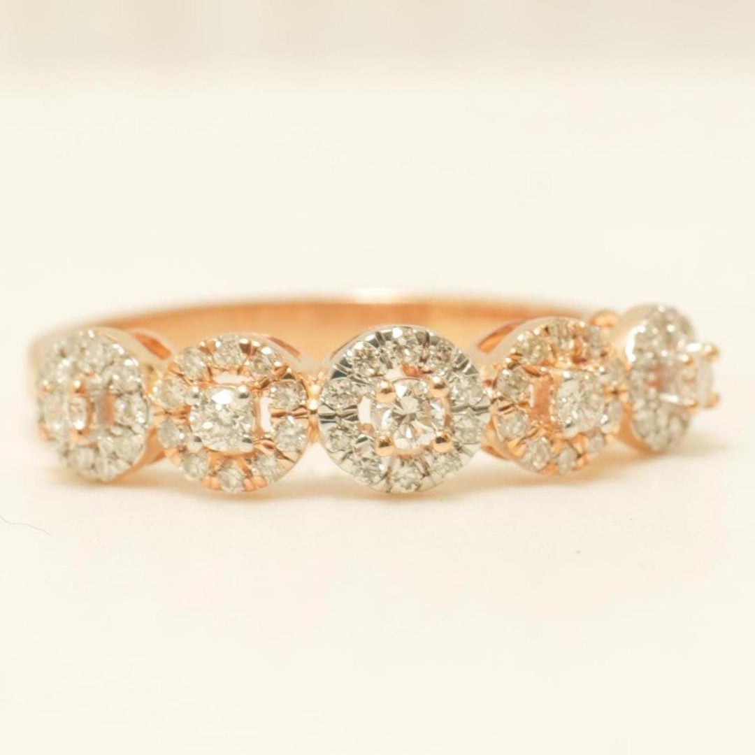 Diamonds Eternity Band Ring with Halo Setting, 14K Solid Gold, Natural Diamonds, Ready To Ship, Women's Day Gift