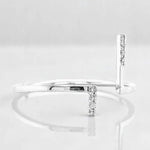 Load image into Gallery viewer, Double Bar Open Cuff Diamond Ring, 14k Solid Gold, Natural Diamonds, Asymmetrical T-Ring, Minimalist Ring, Ready To Ship, Women&#39;s Day Gift
