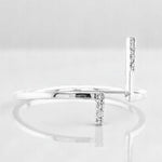 Load image into Gallery viewer, Double Bar Open Cuff Diamond Ring, 14k Solid Gold, Natural Diamonds, Asymmetrical T-Ring, Minimalist Ring, Ready To Ship, Women&#39;s Day Gift
