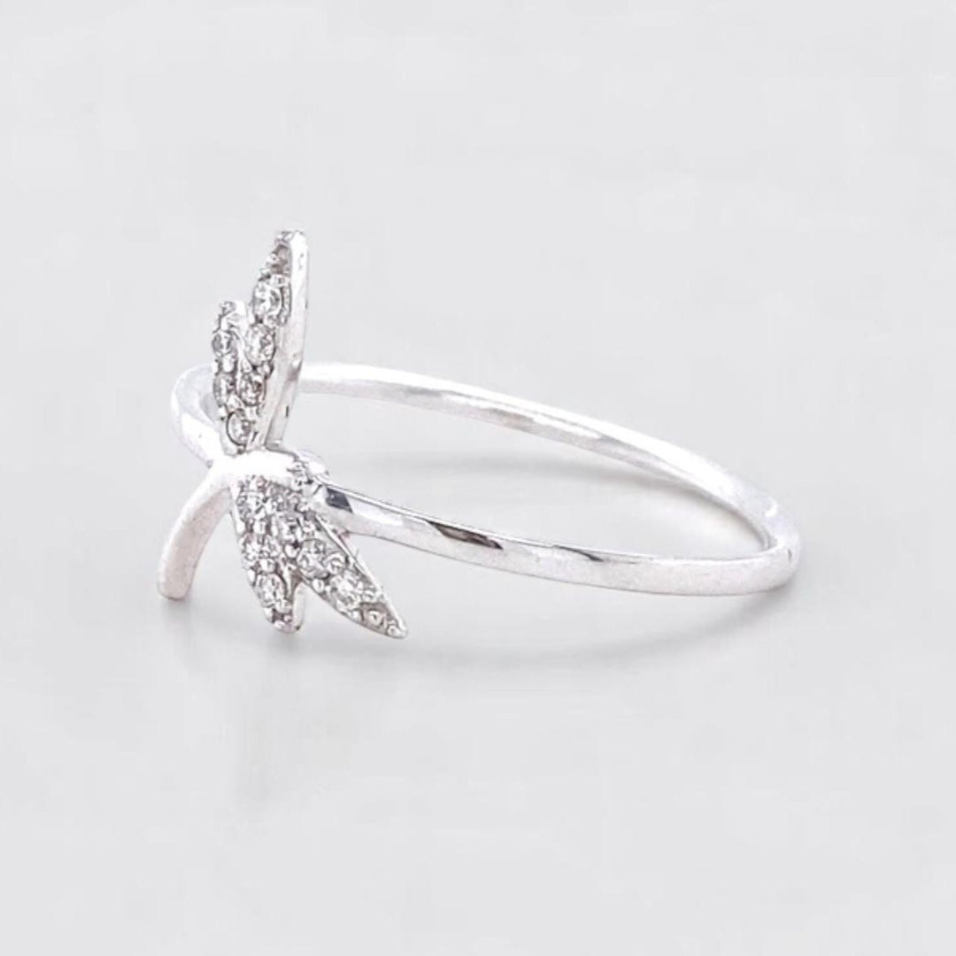 Dragonfly Diamond Ring, 14k Solid Gold, Natural Diamonds, Animal Ring, Everyday Minimalistic Jewelry, Ready To Ship