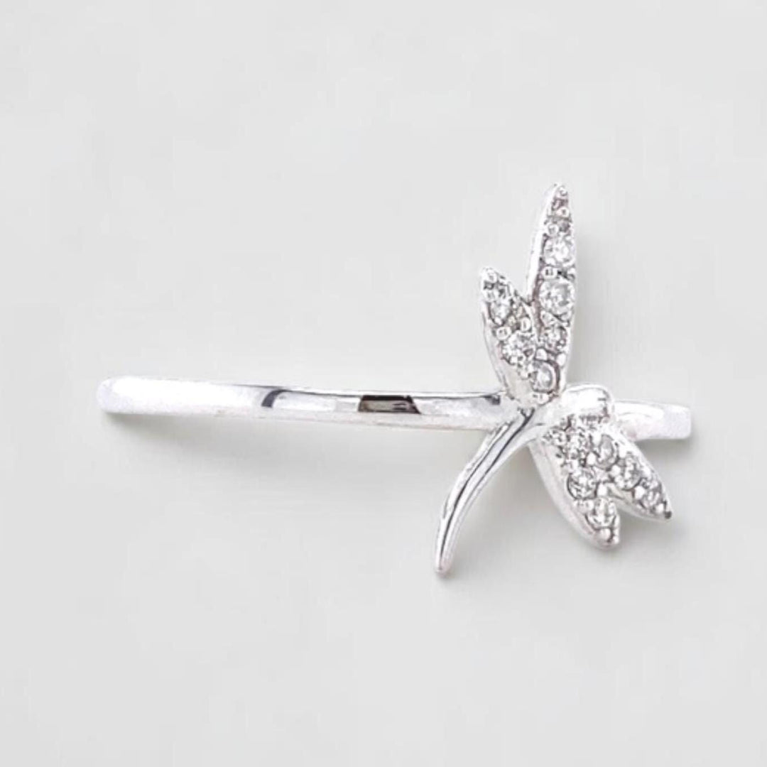 Dragonfly Diamond Ring, 14k Solid Gold, Natural Diamonds, Animal Ring, Everyday Minimalistic Jewelry, Ready To Ship