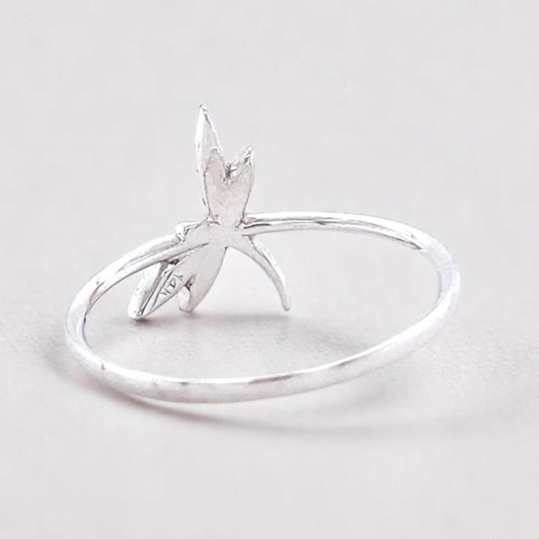 Dragonfly Diamond Ring, 14k Solid Gold, Natural Diamonds, Animal Ring, Everyday Minimalistic Jewelry, Ready To Ship