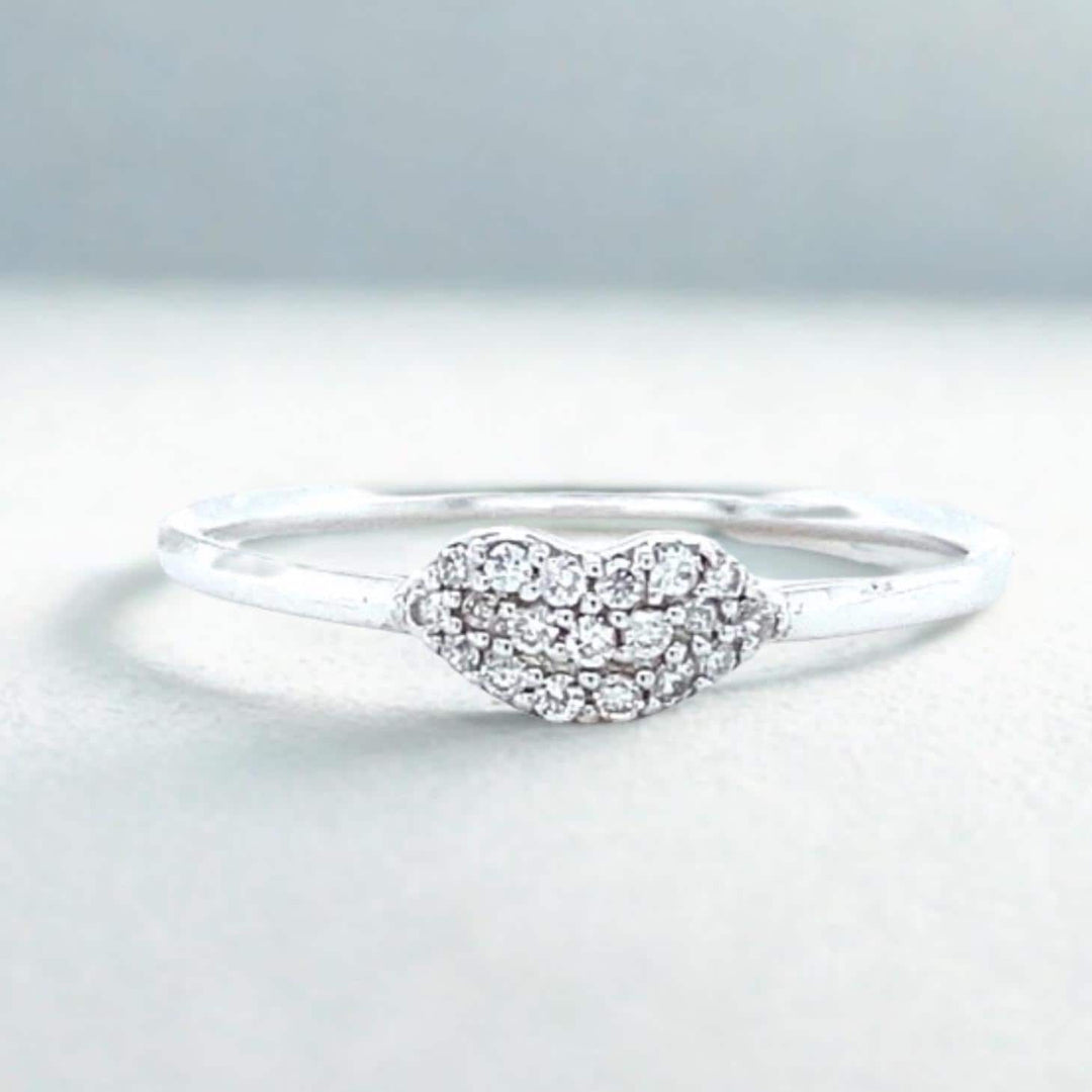 Heart Diamond Ring, 14k Solid Gold, Natural Diamonds, Proposal Ring, Everyday Wear Stackable Jewelry, Ready To Ship, Women&#39;s Day Gift