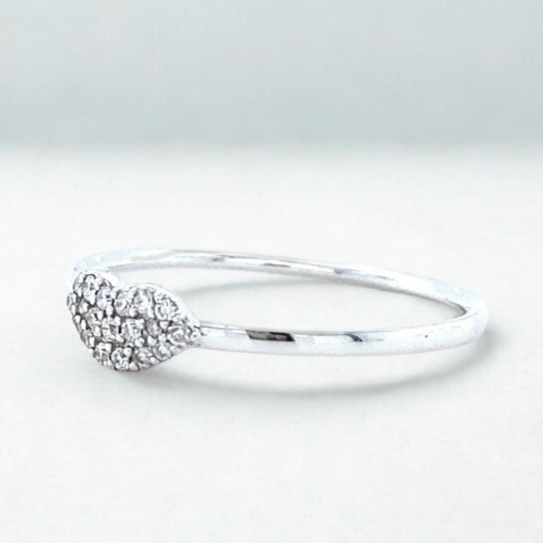 Heart Diamond Ring, 14k Solid Gold, Natural Diamonds, Proposal Ring, Everyday Wear Stackable Jewelry, Ready To Ship, Women&#39;s Day Gift