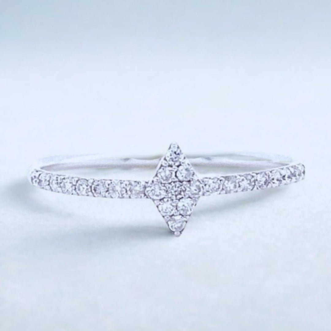 Rhombus Diamond Ring, 14k Solid Gold, Natural Diamonds, Stackable Ring, Everyday Geometric Jewelry, Ready To Ship, Women&#39;s Day Gift