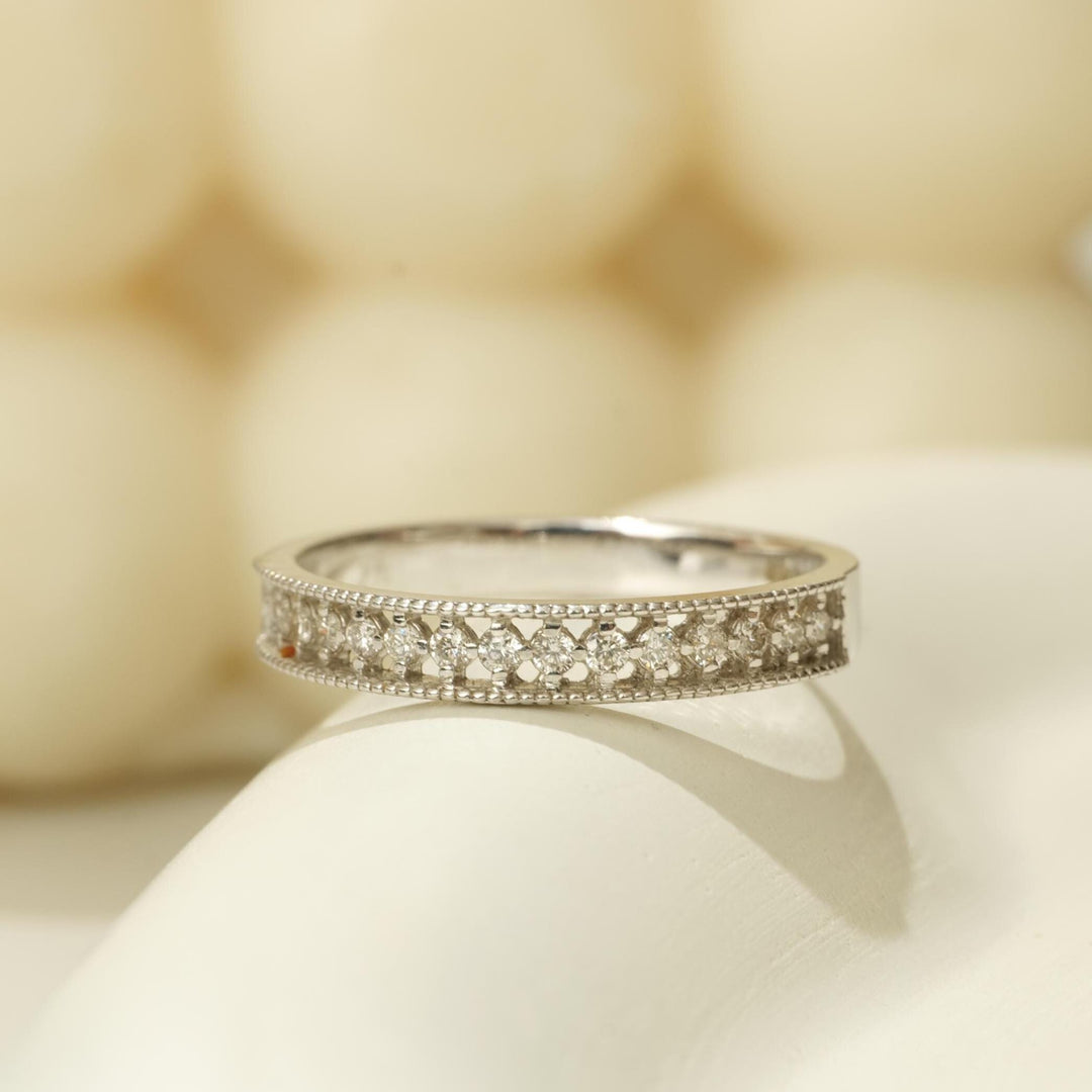 Round Diamond Eternity Band Ring, 14k Solid Gold, Natural Diamonds, Supporting Stacking Band, Everyday Minimalistic Jewelry, Ready To Ship