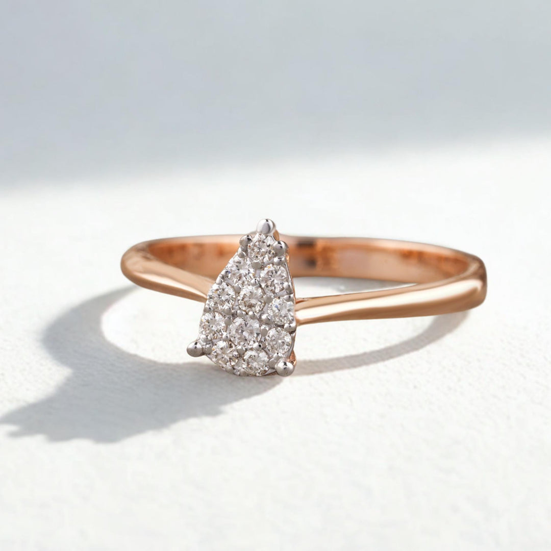 Teardrop Diamonds Ring, 14k Solid Gold, Natural Diamonds, Everyday Statement Jewelry, Minimalist Jewelry, Ready To Ship