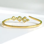 Load image into Gallery viewer, Rhombus Open Cuff Bracelet, 14K Solid Gold, Natural Diamond, Cluster Stackable Bangle, Geometric Layered Cocktail Jewelry, Statement Bangle
