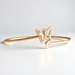 Load image into Gallery viewer, Butterfly Natural Diamond Cuff Bangle Bracelet: 14k Solid Gold Mother Of Pearl Animal Jewellery, Certified Jewelry
