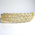 Load image into Gallery viewer, Infinity Natural Diamond Wide Bridal Bangle Bracelet: 14k Solid Gold Cluster Wedding Jewellery, Certified Jewelry
