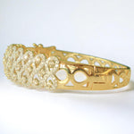 Load image into Gallery viewer, Infinity Natural Diamond Wide Bridal Bangle Bracelet: 14k Solid Gold Cluster Wedding Jewellery, Certified Jewelry
