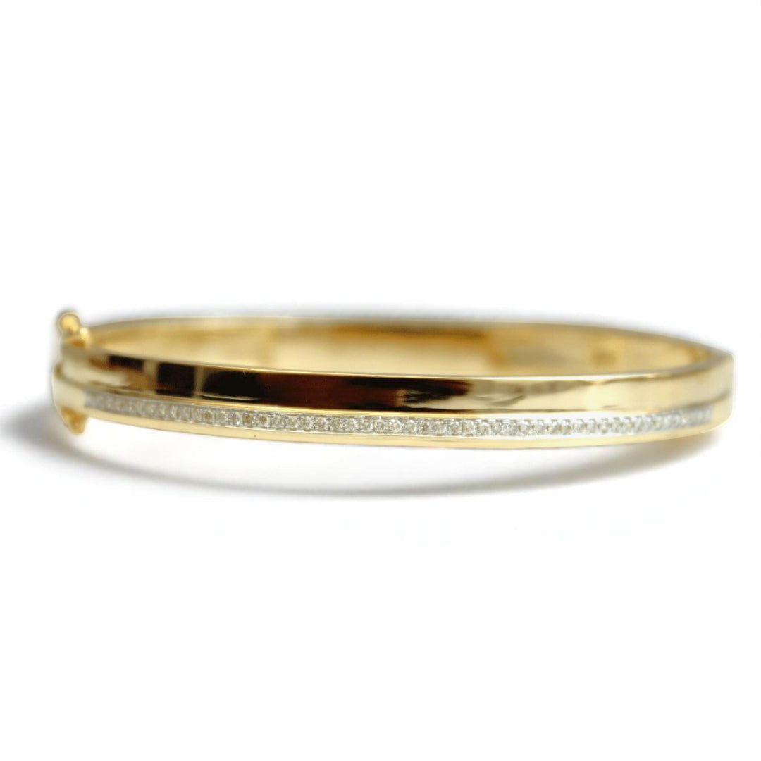 Pavé Diamond Broad Bangle Bracelet, 14k Solid Gold, Natural Diamonds, Layering Statement Bracelet, Minimal Stackable Cuff, Bridal Jewelry