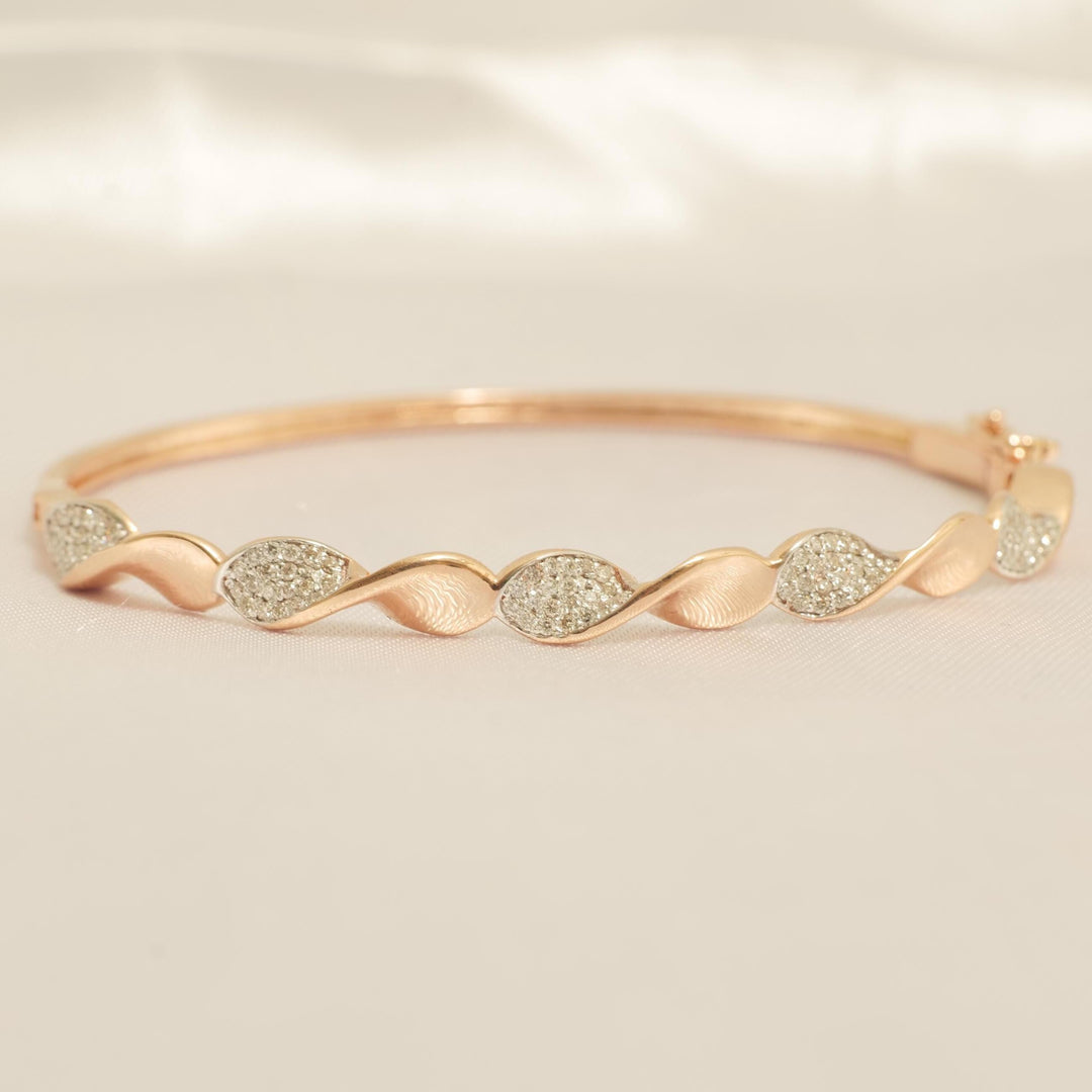 Wavy Natural Diamond Pave Cuff Bracelet: 14k Solid Gold Stackable Minimalist Jewelry, IGI Certified, Ready To Ship