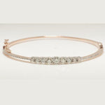 Load image into Gallery viewer, Solitaire Diamond Cuff Bracelet, 14k Solid Gold, Natural Diamonds, Stackable Bangle Bracelet, Minimalist Statement Jewelry
