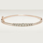 Load image into Gallery viewer, Solitaire Natural Diamond Cuff Bracelet: 14k Solid Gold Minimalist Statement Bangle Jewellery, Certified Jewelry
