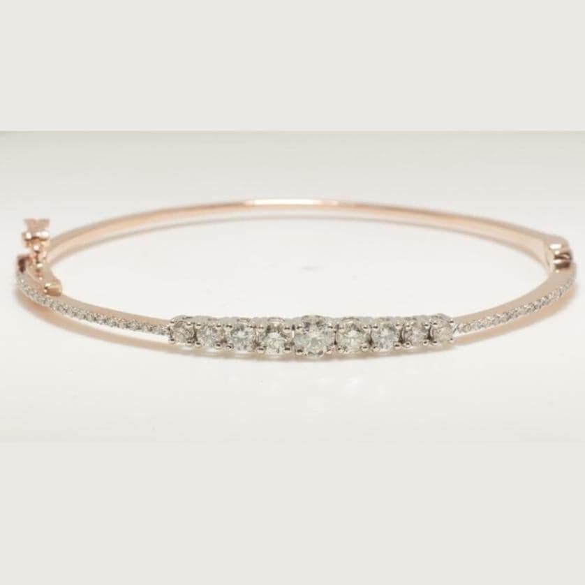 Solitaire Natural Diamond Cuff Bracelet: 14k Solid Gold Minimalist Statement Bangle Jewellery, Certified Jewelry