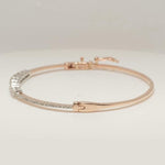 Load image into Gallery viewer, Solitaire Natural Diamond Cuff Bracelet: 14k Solid Gold Minimalist Statement Bangle Jewellery, Certified Jewelry
