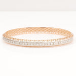 Load image into Gallery viewer, Filigree Natural Diamond Channel Bangle Bracelet: 14k Solid Gold Wedding Statement Jewelry, HRD Certified, Ready To Ship
