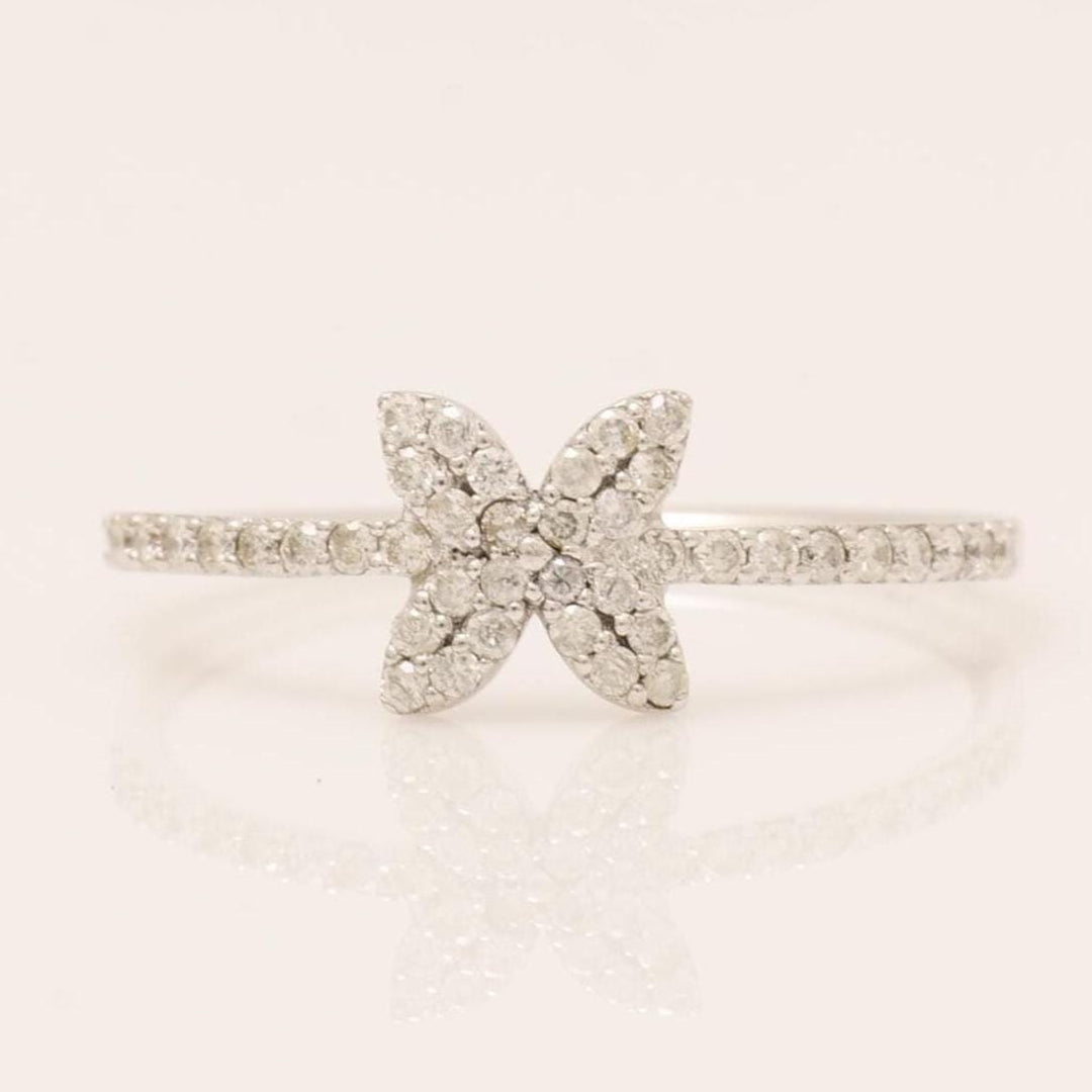 Butterfly Diamond Ring, 14k Solid Gold, IGI Certified, Natural Diamonds, Everyday Stackable Rings, Minimalist Jewelry, Gift for Her