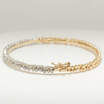 Load image into Gallery viewer, Cluster Diamond Bracelet, 14k Solid Gold, Natural Diamonds, Dual Tone Bracelet, Layered Statement Jewelry, Ready To Ship, IGI Certified
