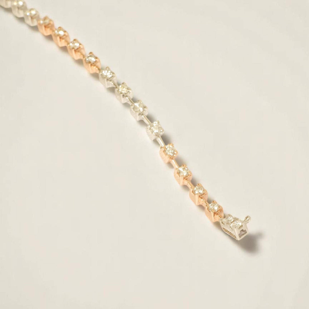 Diamond Tennis Bracelet In 14K Solid Gold, Dual Tone Bracelet With Natural Diamonds, Ready To Ship, Women&#39;s Day Gift