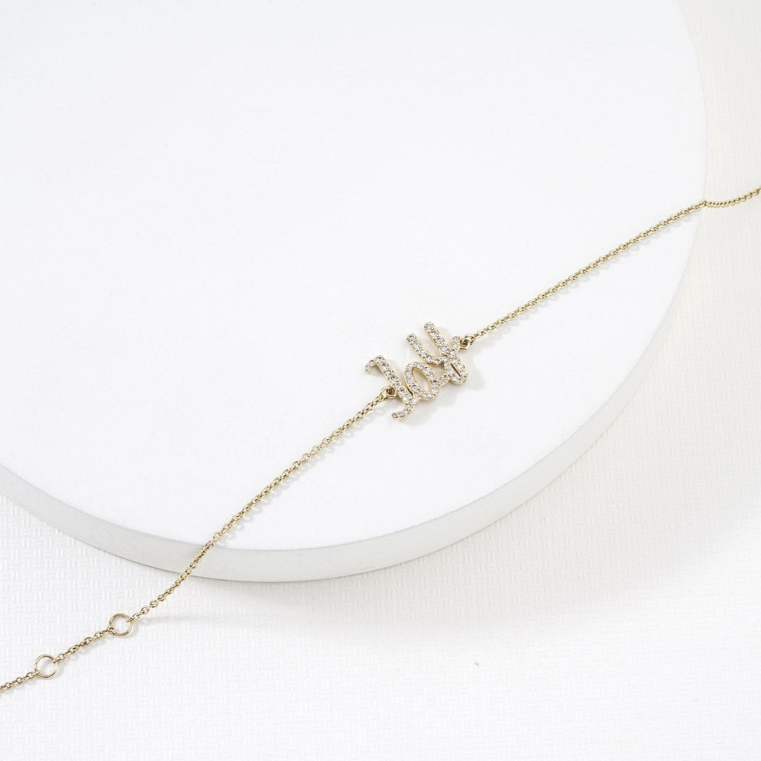 Joy Diamond Bracelet, 14k Solid Gold, Natural Diamonds, Affirmation Jewelry, Everyday Diamond Jewelry, Ready To Ship, Women&#39;s Day Gift