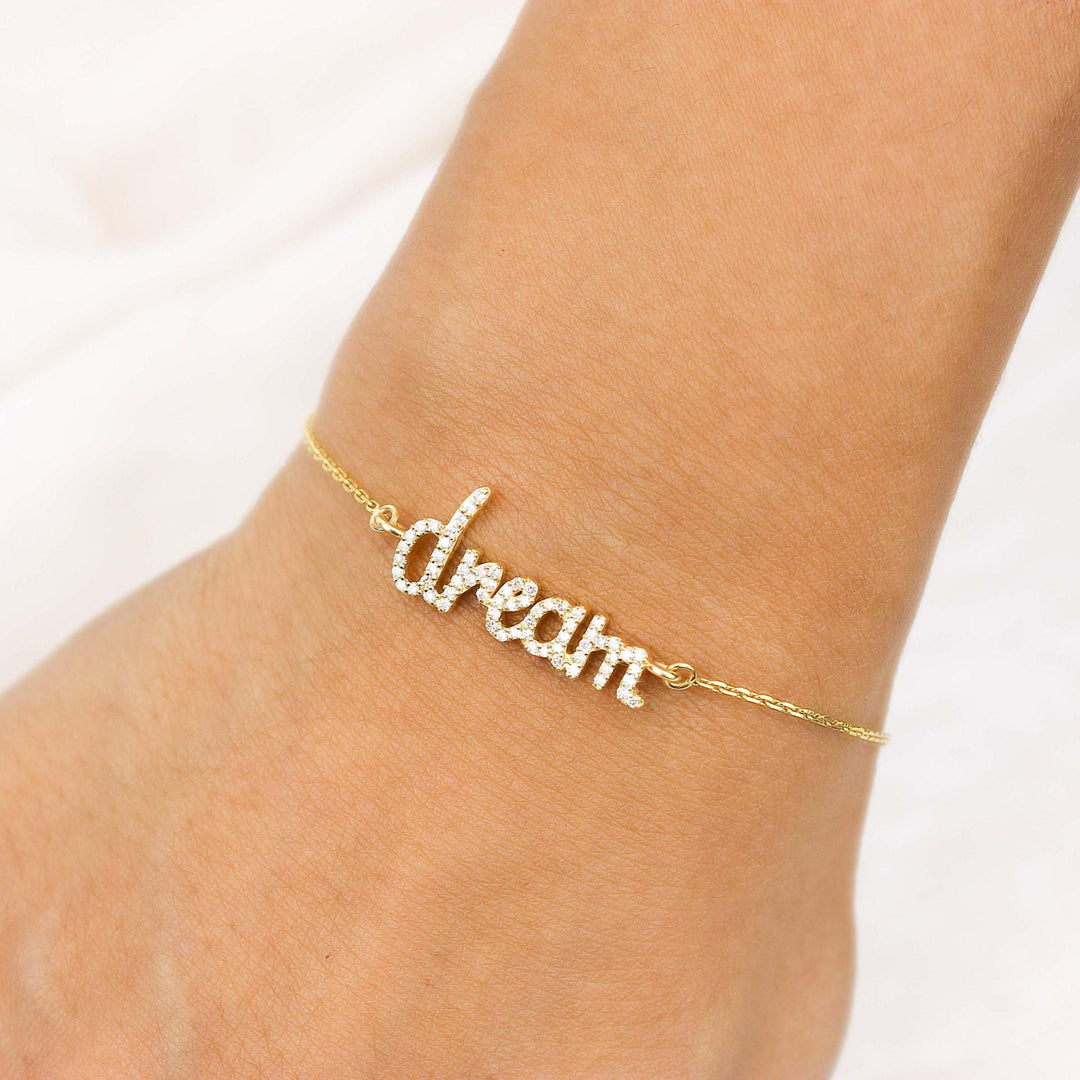 Dream Chain Diamond Bracelet, 14k Gold, Natural Diamonds,  Inspirational Jewelry, Handcrafted Jewelry, Ready To Ship, Women&#39;s Day Gift