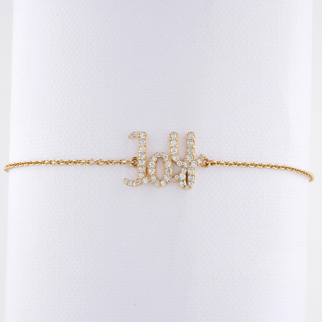 Joy Diamond Bracelet, 14k Solid Gold, Natural Diamonds, Affirmation Jewelry, Everyday Diamond Jewelry, Ready To Ship, Women&#39;s Day Gift