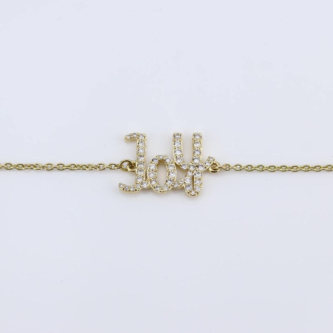 Joy Diamond Bracelet, 14k Solid Gold, Natural Diamonds, Affirmation Jewelry, Everyday Diamond Jewelry, Ready To Ship, Women&#39;s Day Gift