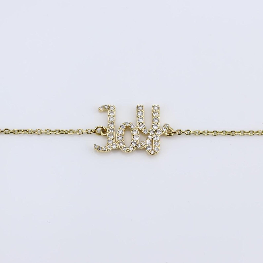 Joy Diamond Bracelet, 14k Solid Gold, Natural Diamonds, Affirmation Jewelry, Everyday Diamond Jewelry, Ready To Ship, Women&#39;s Day Gift