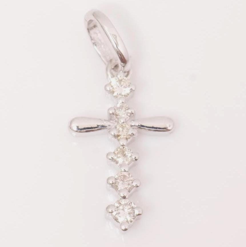 Cross Drop Diamond Pendant, 14k Solid Gold, Natural Diamonds, Religious Adjustable Necklace, Minimalist Everyday Jewelry