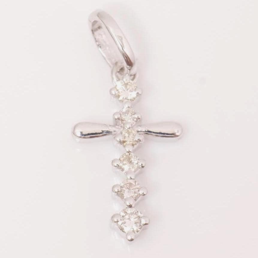 Cross Drop Diamond Pendant, 14k Solid Gold, Natural Diamonds, Religious Adjustable Necklace, Minimalist Everyday Jewelry