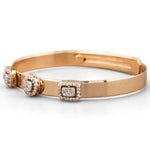 Load image into Gallery viewer, Halo Diamond Cuff Bracelet, 14k Solid Gold, Natural Diamonds, Adjustable Bracelet, Illusion Statement Bangle, Geometric Stackable Bracelet
