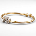 Load image into Gallery viewer, Initials Natural Diamond Open Cuff Bracelet: 14k Solid Gold Personalized Letter Jewellery, Certified Jewelry
