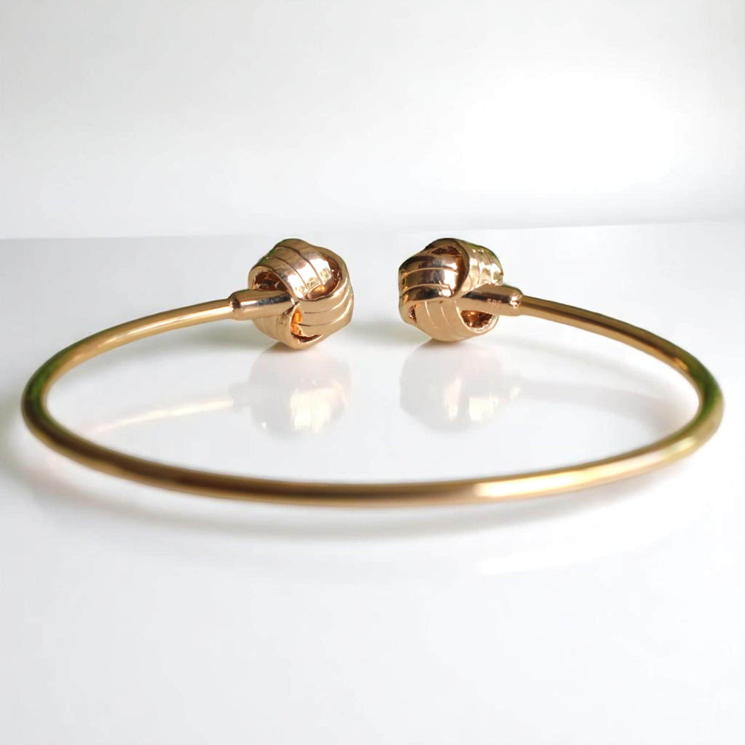 Love Knots Natural Diamond Open Cuff Bracelet: 14K Solid Gold Minimalistic Stackable Jewellery, Certified Jewelry