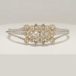 Load image into Gallery viewer, Floral Cluster Diamond Bracelet, 14k Solid Gold, Fancy Natural Diamonds, Halo Cocktail Bangle, Bold Statement Bracelet, Bridal Cuff Jewelry
