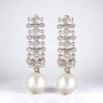 Load image into Gallery viewer, Pearl Drop Diamond Earrings, 14K Solid Gold, Natural Diamonds, Detachable Drops, Everyday Bridal Jewlery, Evening Drop Earrings
