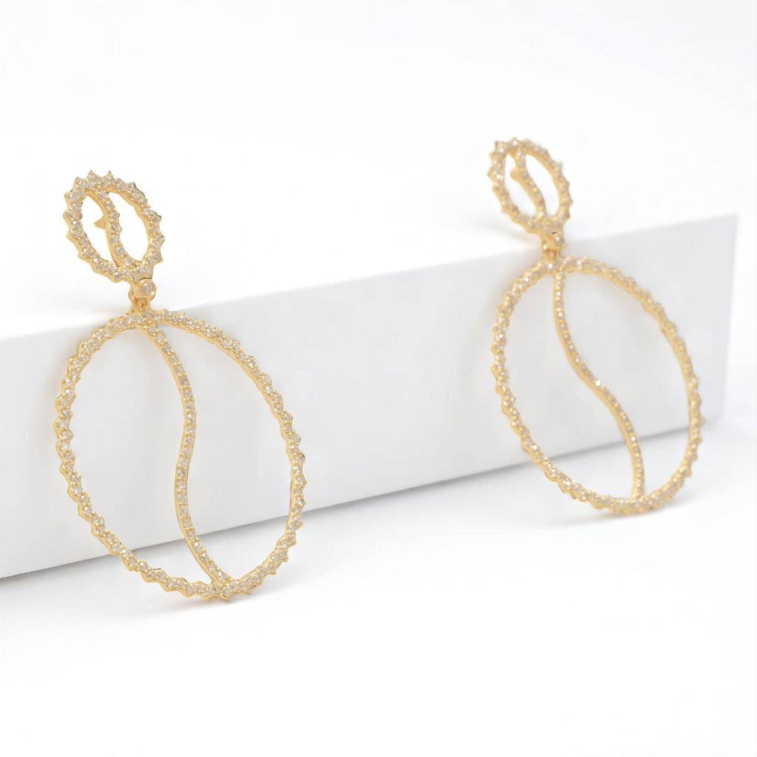 Circle Diamond Dangle Drop Earrings, 14k Solid Gold, Natural Diamonds, Geometric Statement Jewelry, Minimalist Hoop Earrings