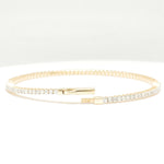 Load image into Gallery viewer, Single Row Diamond Bracelet, 14k Solid Gold, Natural Diamond, Sleek Everyday Jewelry, Flexible Stacking Bangle, Minimalist Eternity Bracelet
